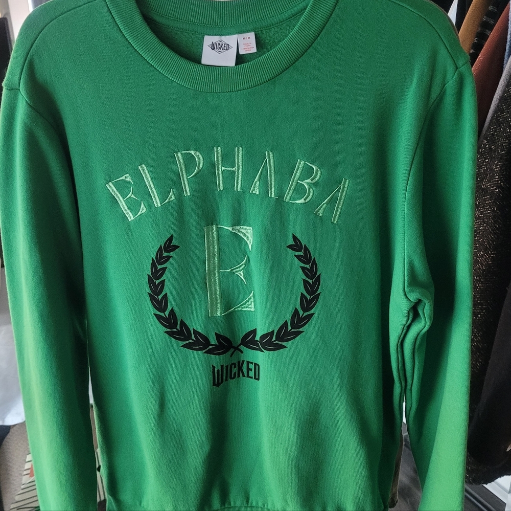Wicked $75 Elphaba Embroidered Cotton Swestshirt Sz M